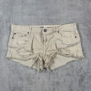 Garage Shorts Womens Size 7 Tan Denim Flirty Festival Distressed Mini Booty